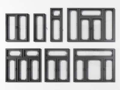 新中式平开窗3D模型下载